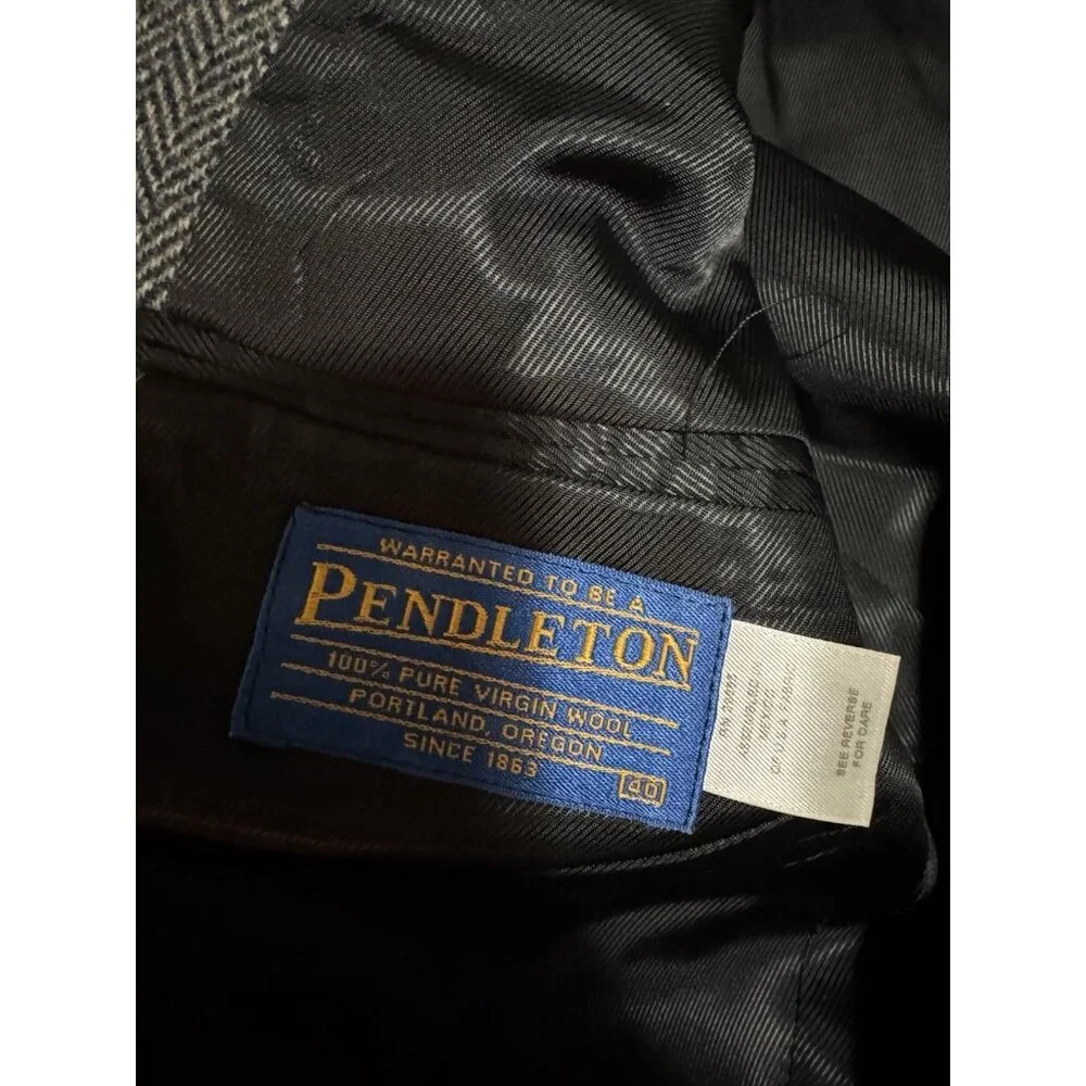 Pendleton Blazer Men Size 40 Pure Virgin Wool Sport Coat Jacket Gray Office City